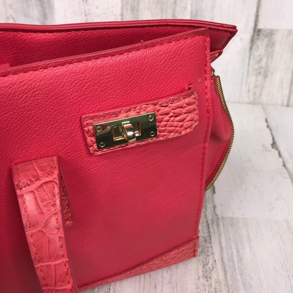 Olivia + Joy coral briefcase style shoulder tote - Picture 10 of 11